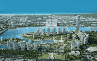 Bản vẽ quy hoạch không gian cảnh quan dự án Đà Nẵng Downtown, tối ưu hóa diện tích mặt nước và cây xanh cho cộng đồng.