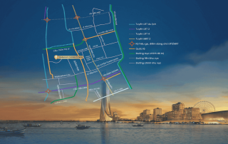 Sơ đồ vị trí chiến lược của dự án Đà Nẵng Downtown trong quy hoạch chung thành phố, kết nối các trục giao thông huyết mạch quan trọng.